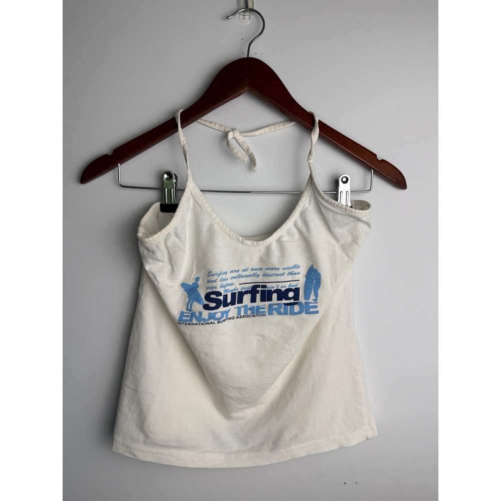 UNBRANDED Halter Graphic Top Women White Surfing Enjoy The Ride OS